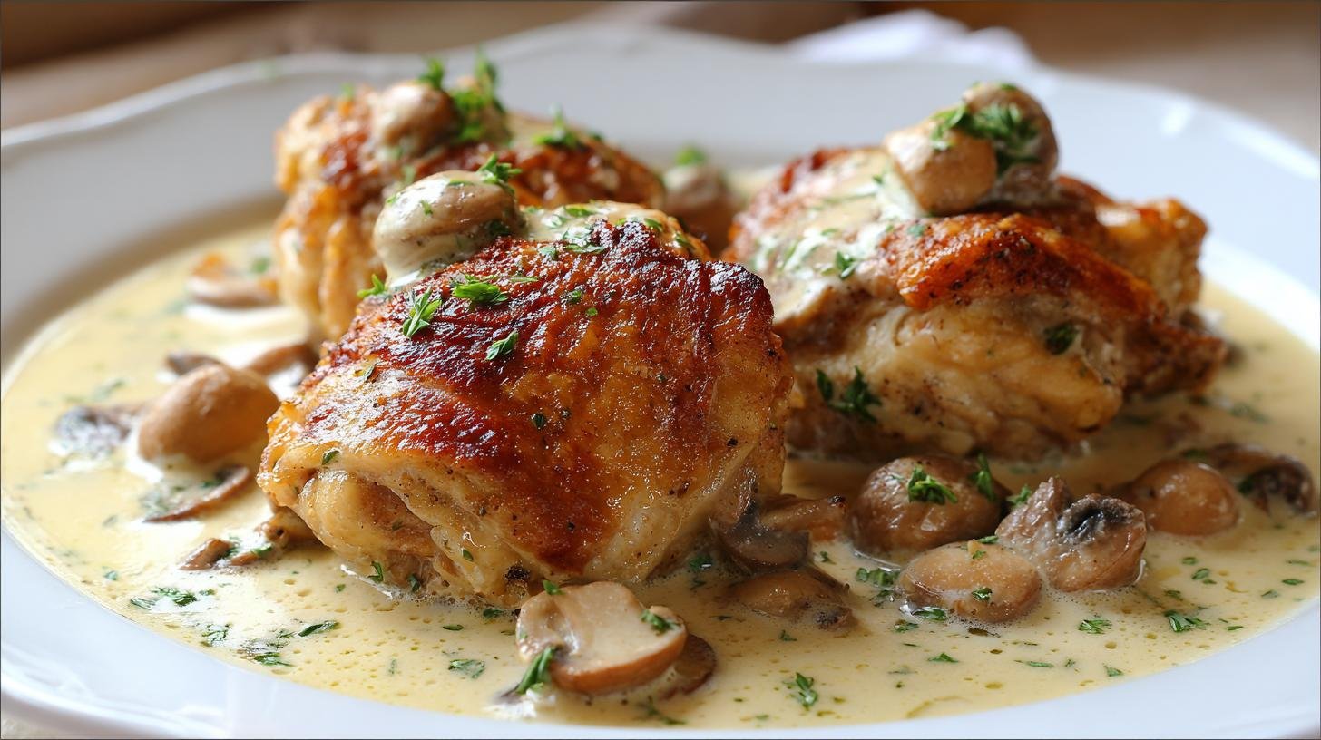 Kuřecí stehýnka na smetaně a žampionech – snadno a elegantně. Krok po kroku: rychle a spolehlivě