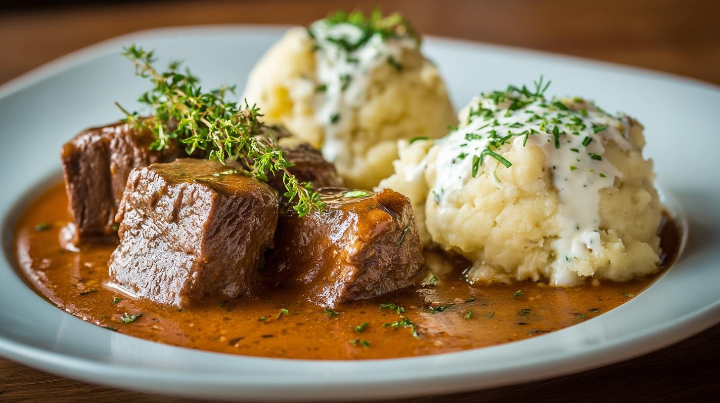 Svíčková omáčka s hovězím, houskovým knedlíkem a smetanou. Ingredience a praktické tipy