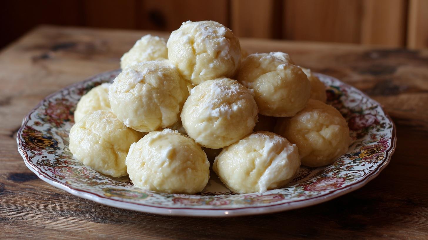 Kynuté knedlíky s tvarohem a máslem pro sladký oběd. Jednoduchý recept krok za krokem
