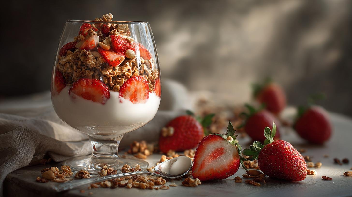Jahody, řecký jogurt a granola – sladké ráno, které zasytí