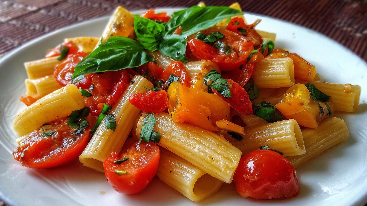 Rychlé těstoviny s rajčaty, bazalkou a aromatickým česnekem bez stresu. Co budete potřebovat