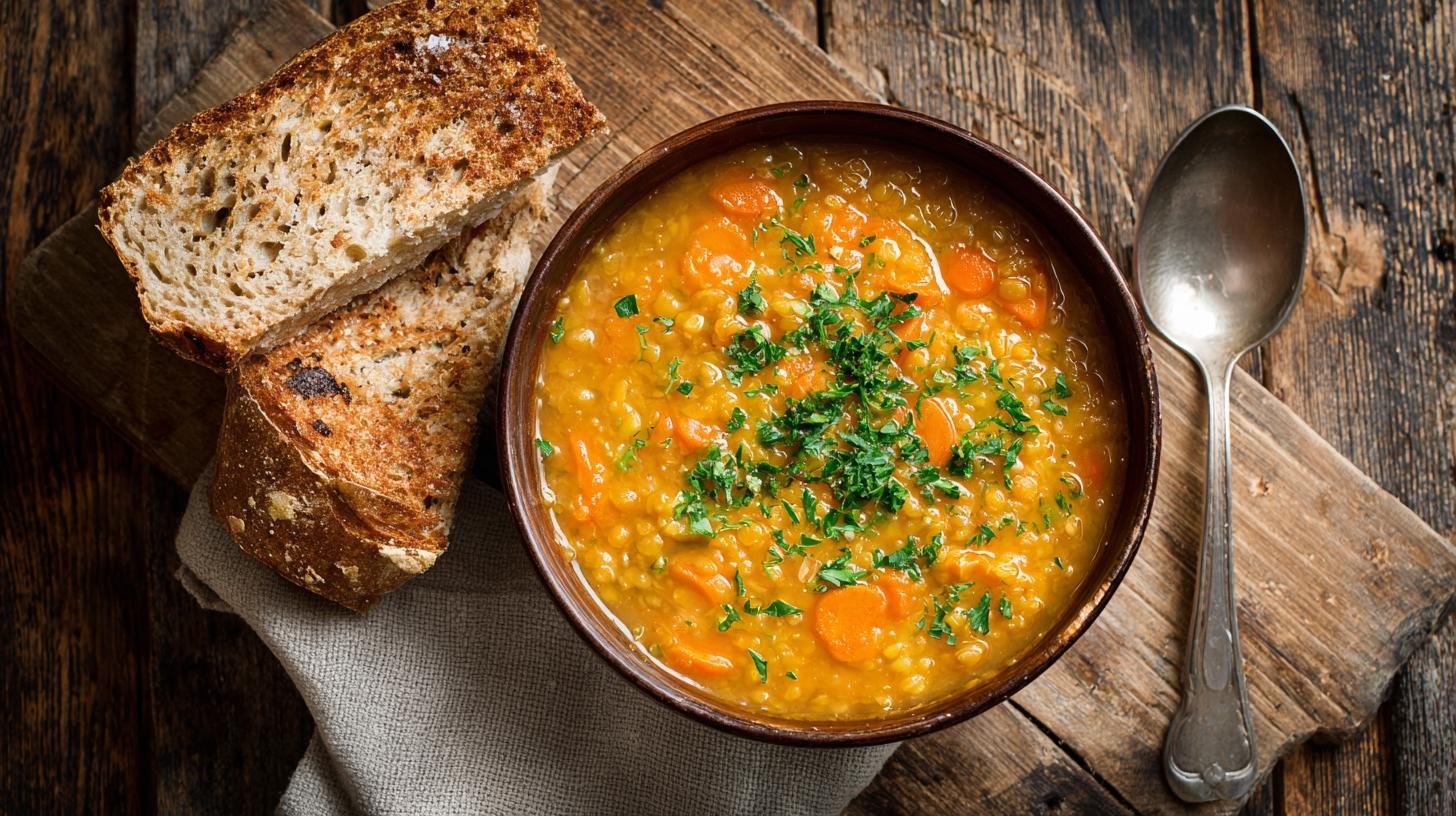 Rychlá čočková polévka s mrkví a česnekem – ideální oběd pro imunitu. Jak servírovat, aby polévka vynikla