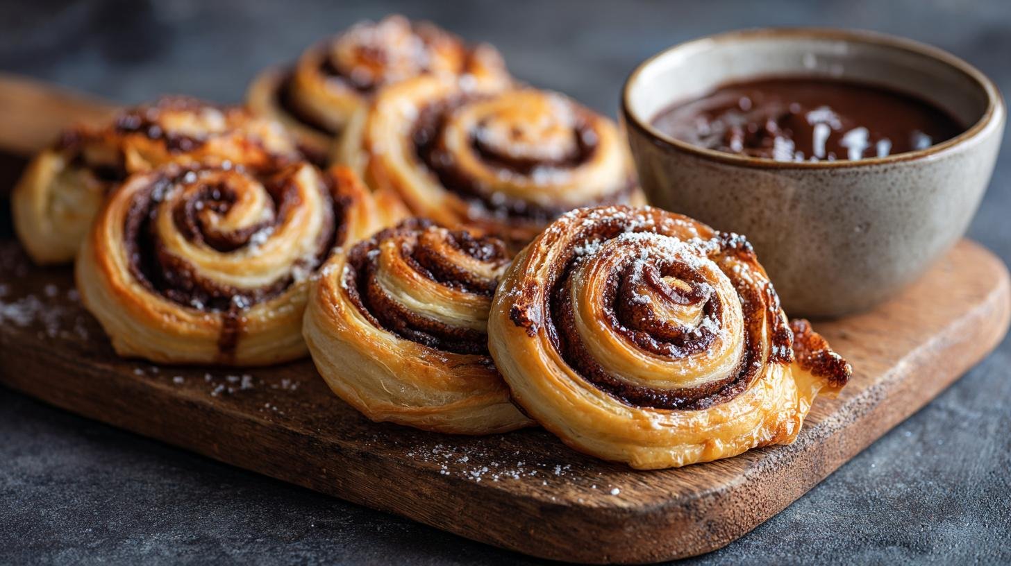 Listové šneky s čokoládou, máslem a skořicí pro sladké odpoledne. Servírování a skladování