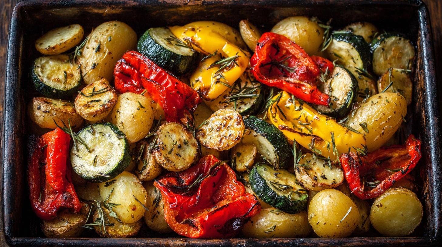 Pečená zelenina s bramborami, cuketou a paprikou v troubě. Proč si na to udělat čas