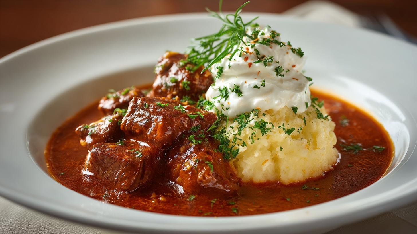 Svíčková omáčka s hovězím, houskovým knedlíkem a smetanou