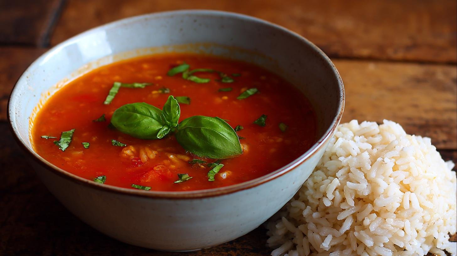 Rajská polévka s rýží a bazalkou – rychlý oběd do 20 minut