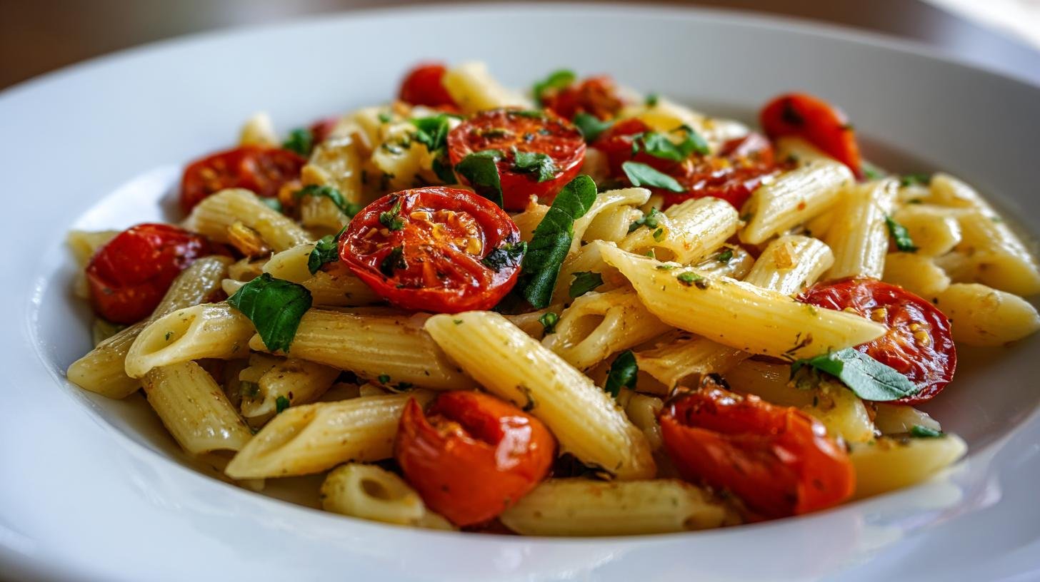 Rychlé těstoviny s rajčaty, bazalkou a aromatickým česnekem bez stresu. Malé triky, které mění všechno