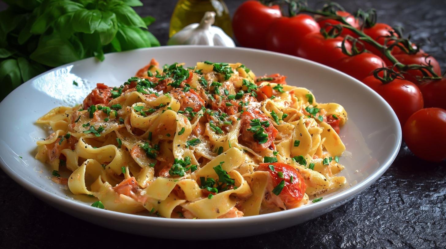 Rychlé těstoviny s rajčaty, bazalkou a aromatickým česnekem bez stresu