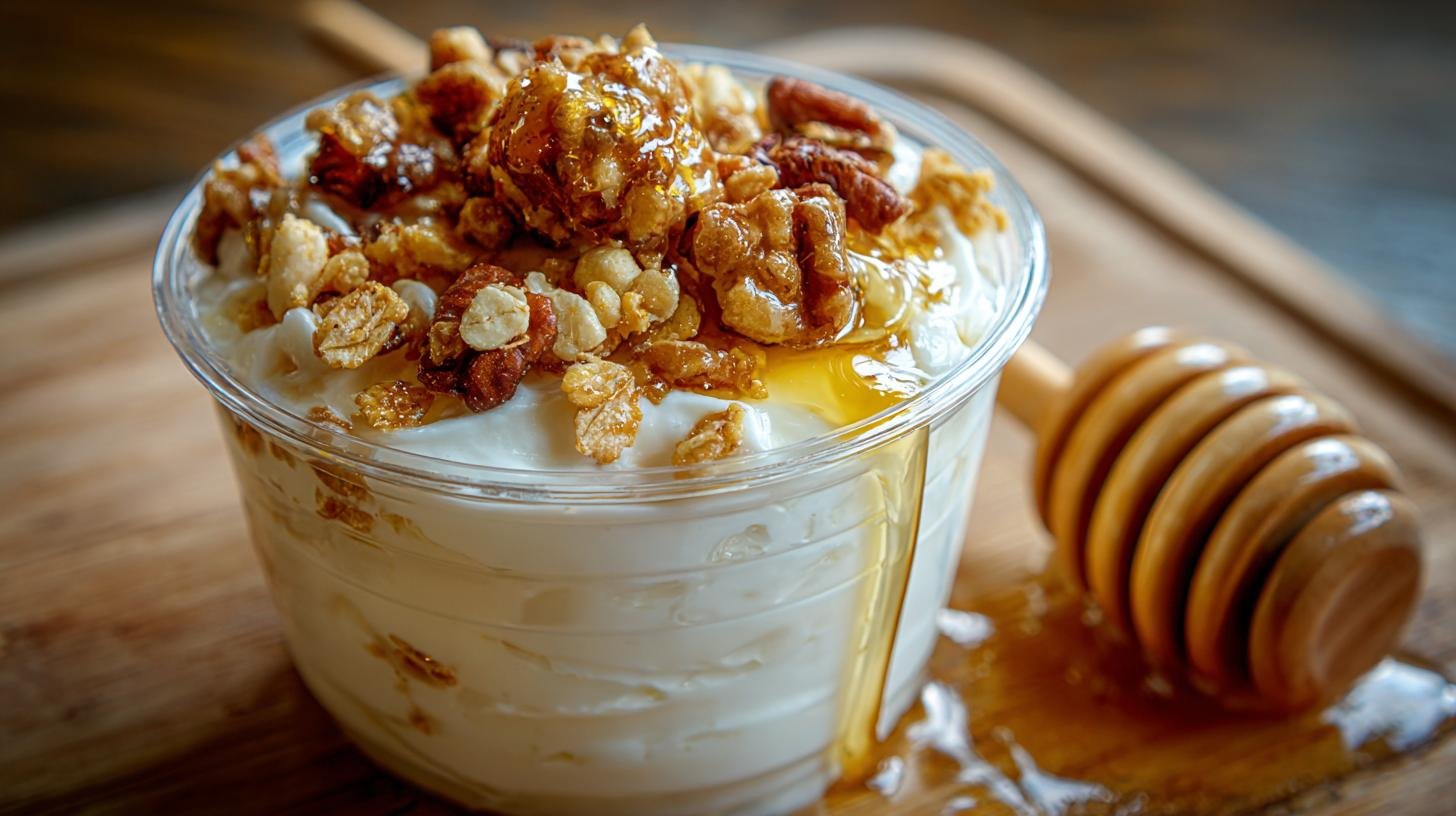 Proteinový pohár: řecký jogurt, med, ořechy a granola. Proč to funguje