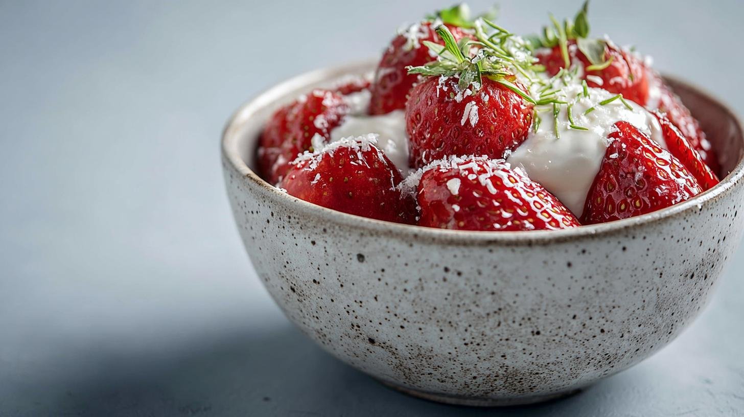 Sladká miska z jahod, tvarohu a cukru, která překvapí