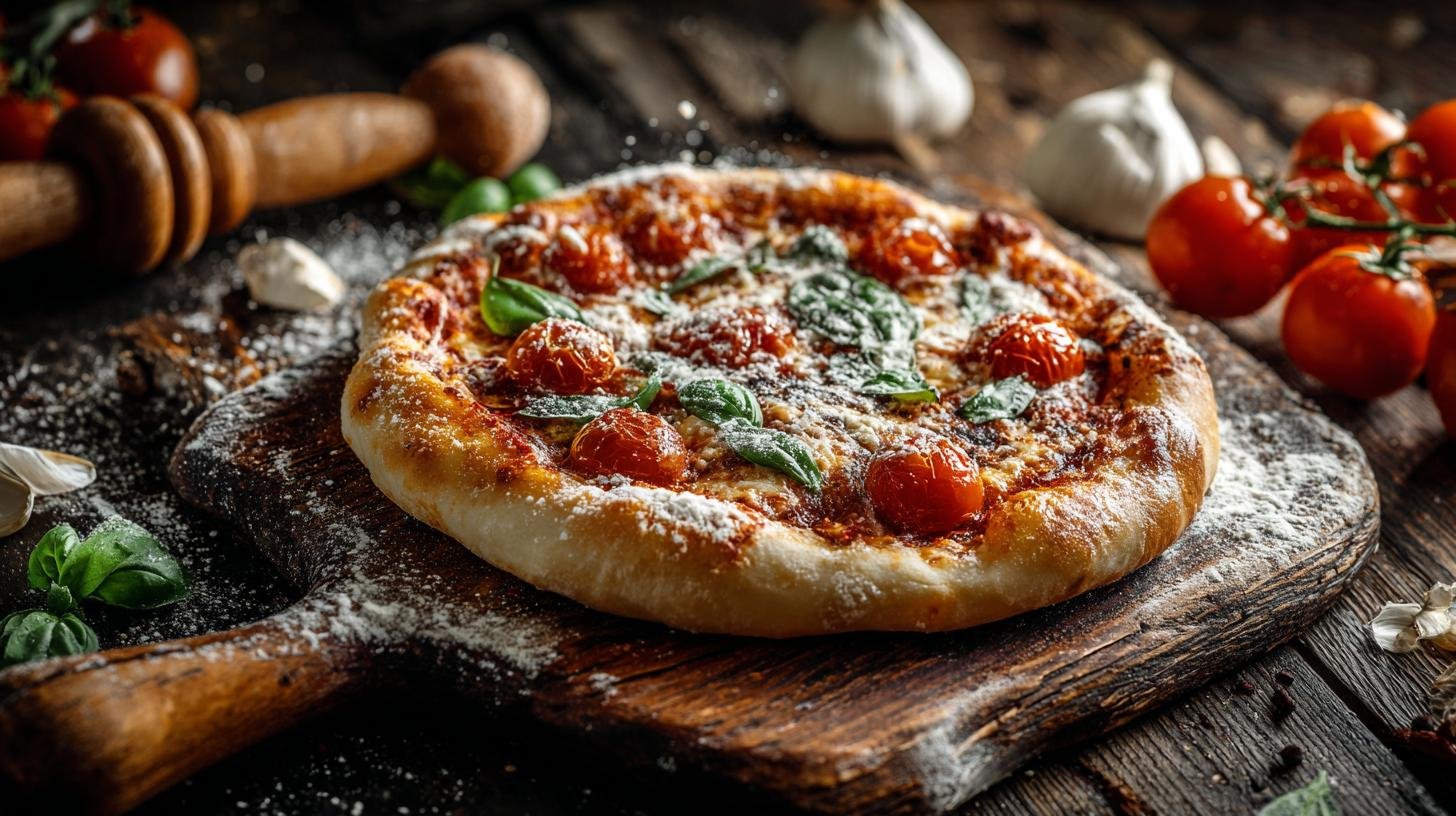 Pizza z domácího těsta s rajčaty, mozzarellou a bazalkou. Pečení a malé triky mistrů