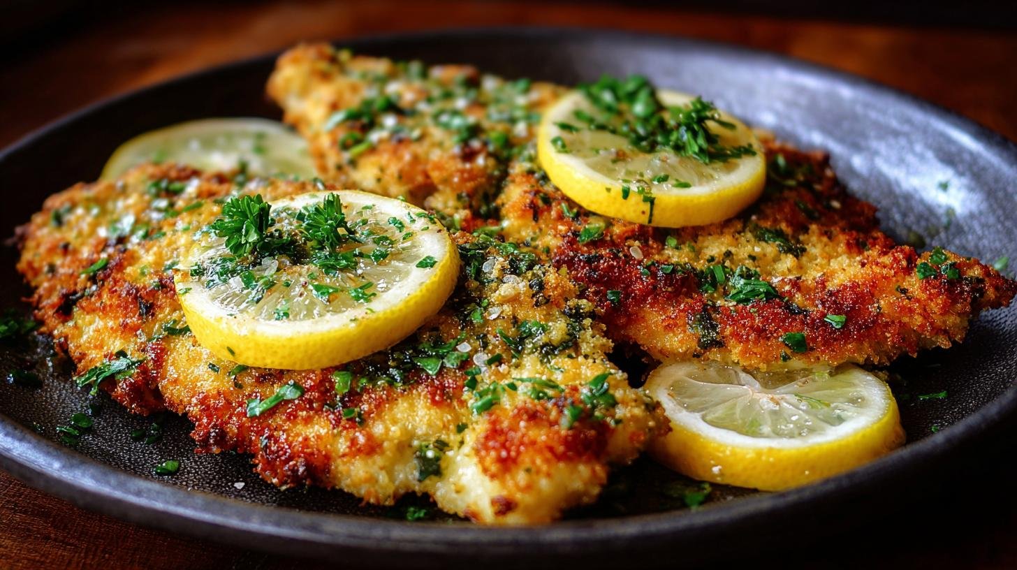 Rybí řízek z filé s bylinkovou strouhankou a citronem. Servírování a malé variace