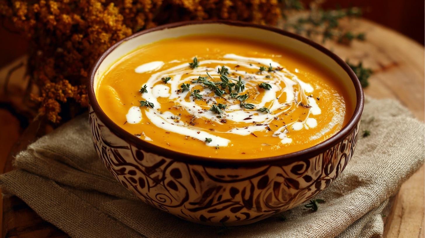 Krémová dýňová polévka s cibulí a smetanou opravdu sametová. Jak ji připravit krok za krokem
