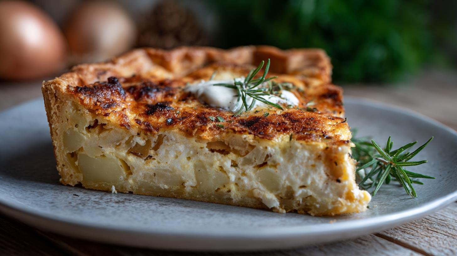 Slaný koláč s brambory, smetanou a sýrem jako jednoduchá večeře