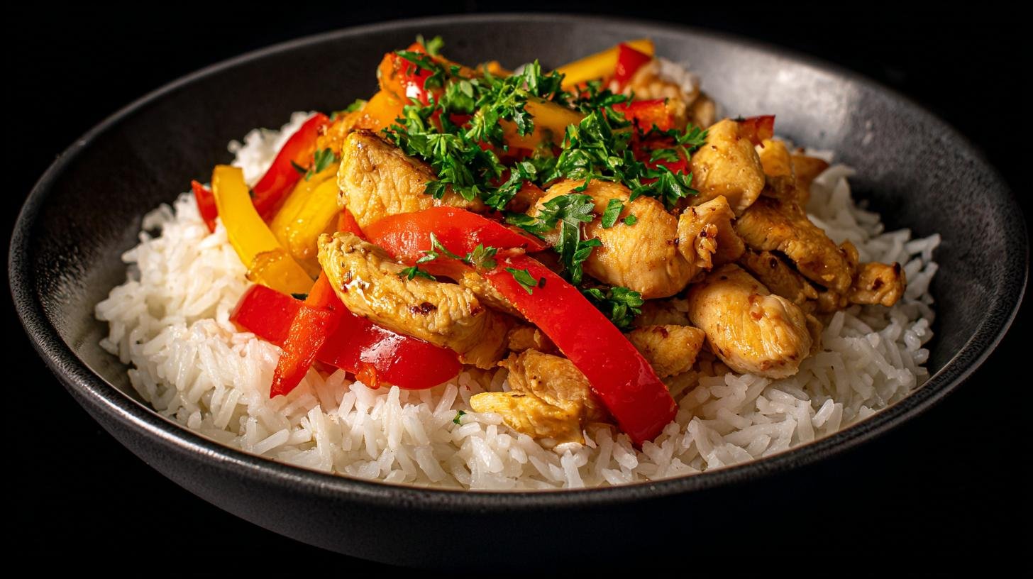 10 minutové kuřecí prsa v mikrovlnce: protein, paprika, rýže