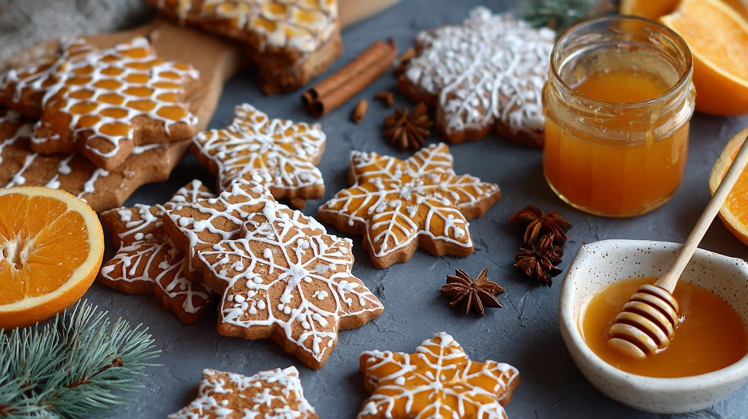Perníkové sušenky s medem, kořením a pomerančovou glazurou. Příprava krok za krokem