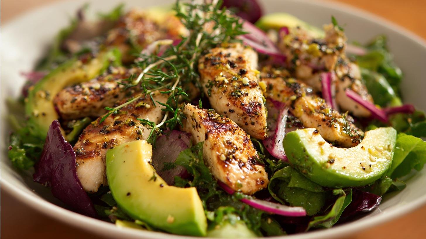 Salát s kuřecím, avokádem a citronovým dresinkem bez oleje. Proč to funguje