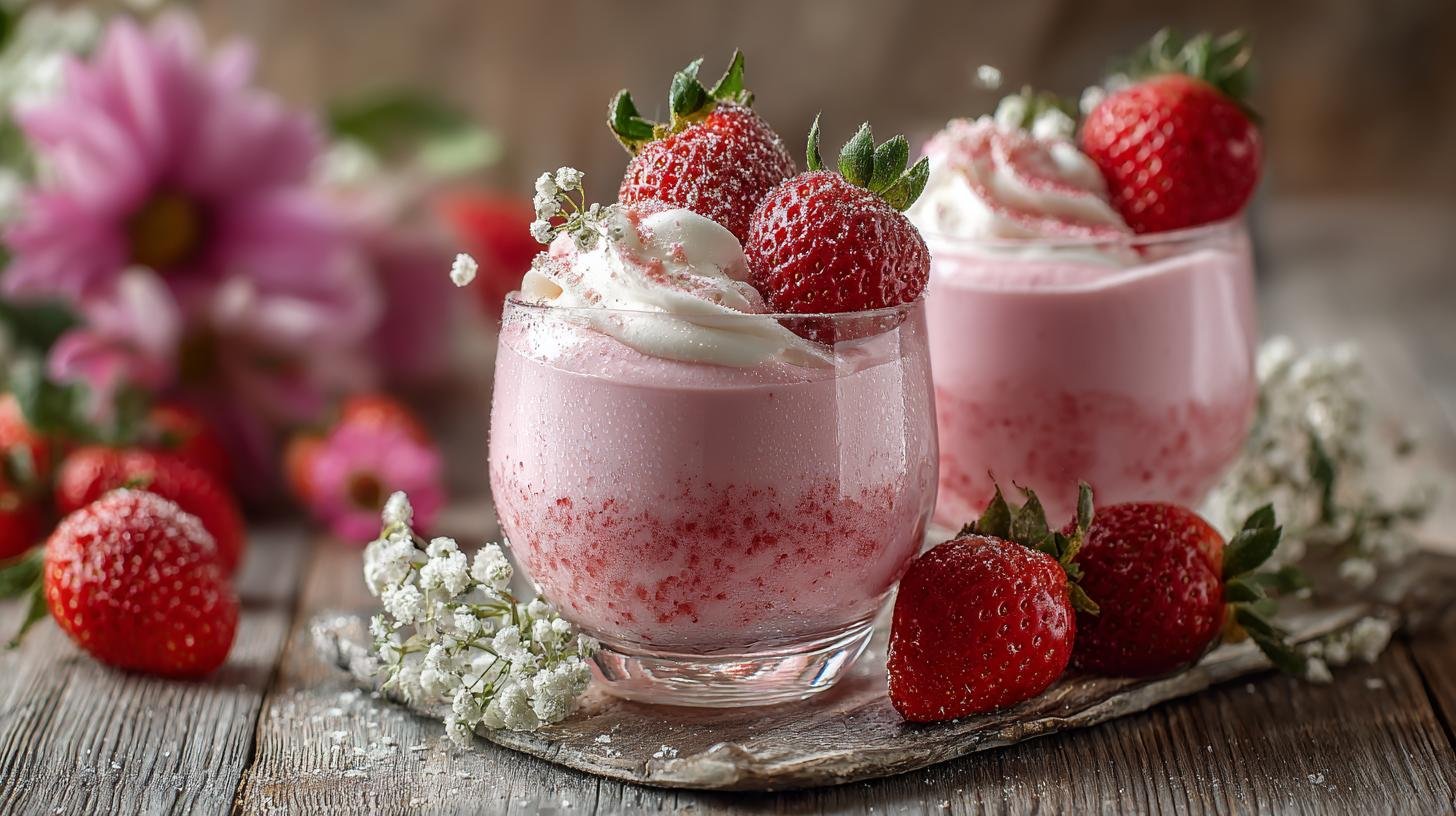 Jahodový krém z tvarohu, cukru a smetany během chvilky