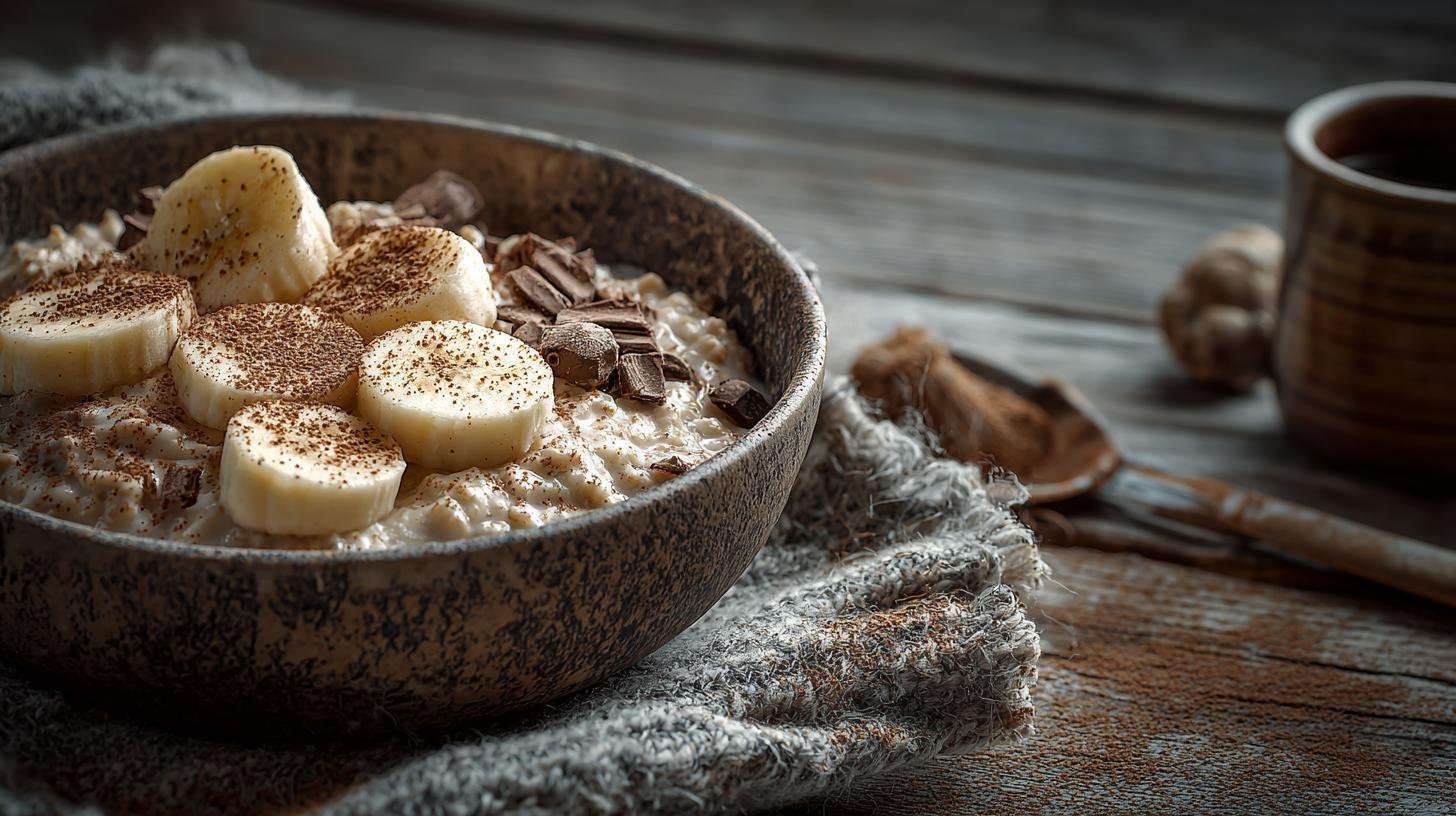 Ovesná kaše s kakaem a banánem jako teplé ranní pohlazení