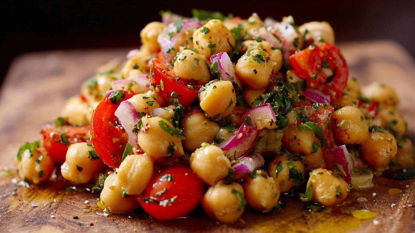 Cizrnový salát s olivovým olejem a rajčaty – bílkoviny za pár korun. Proč je cizrna tak výjimečná