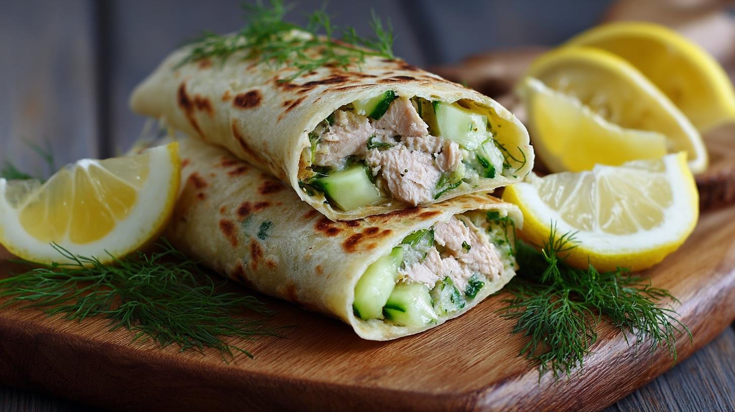 Blesková tortilla s tuňákem, okurkou a citronovou šťávou. Suroviny a bleskový postup