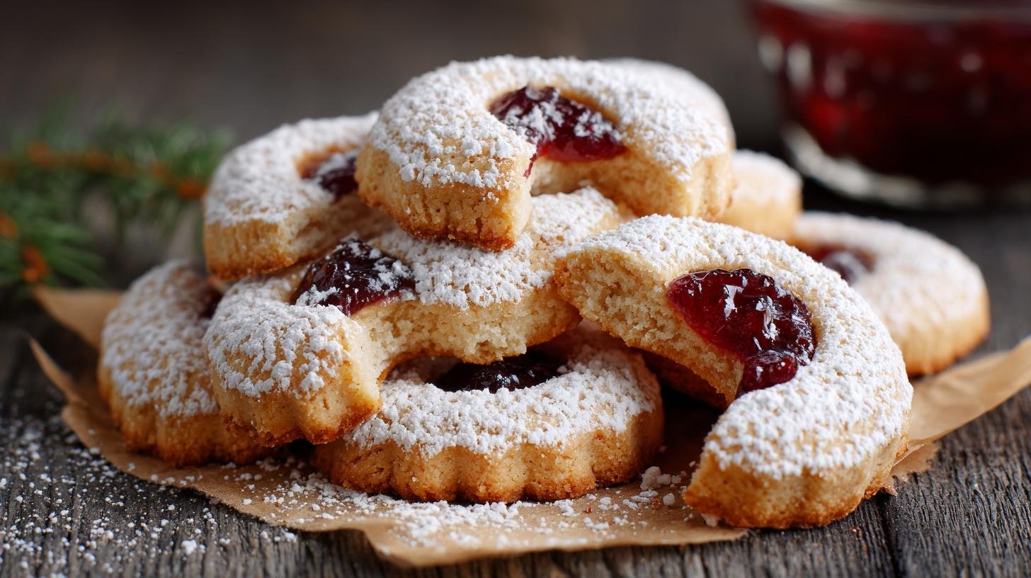 Domácí vánoční cukroví: Vanilkové rohlíčky z mletých ořechů a linecké s marmeládou