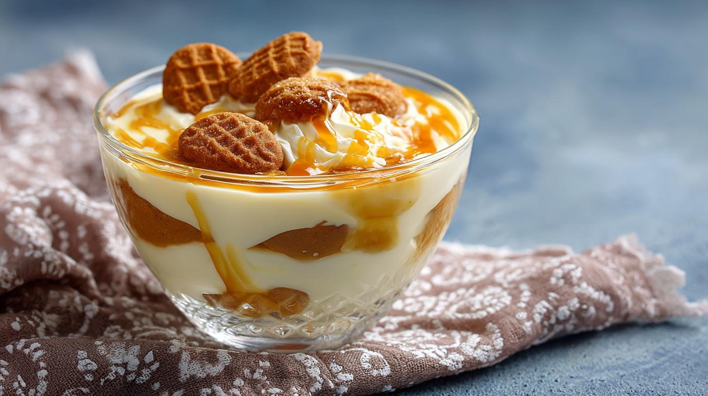 Vanilkový pudink s karamelem, mlékem a máslovými sušenkami. Proč si ho připravit