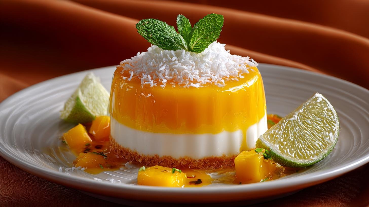 Pěnový dezert s mangem, kokosem a limetkou pro lehkou exotiku