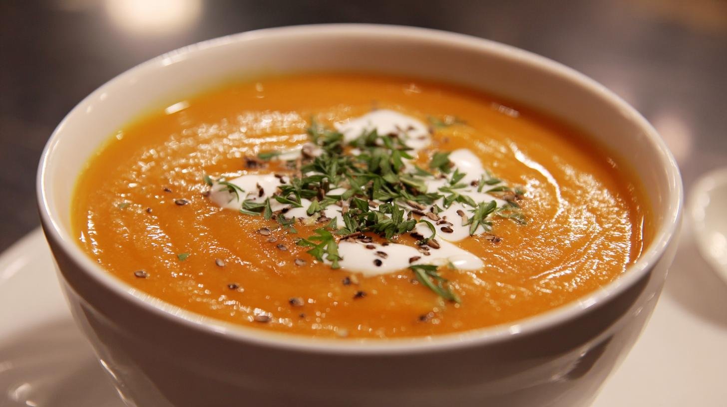Rychlá dýňová polévka s mrkví správným způsobem krémové chuti. Rychlý recept krok za krokem
