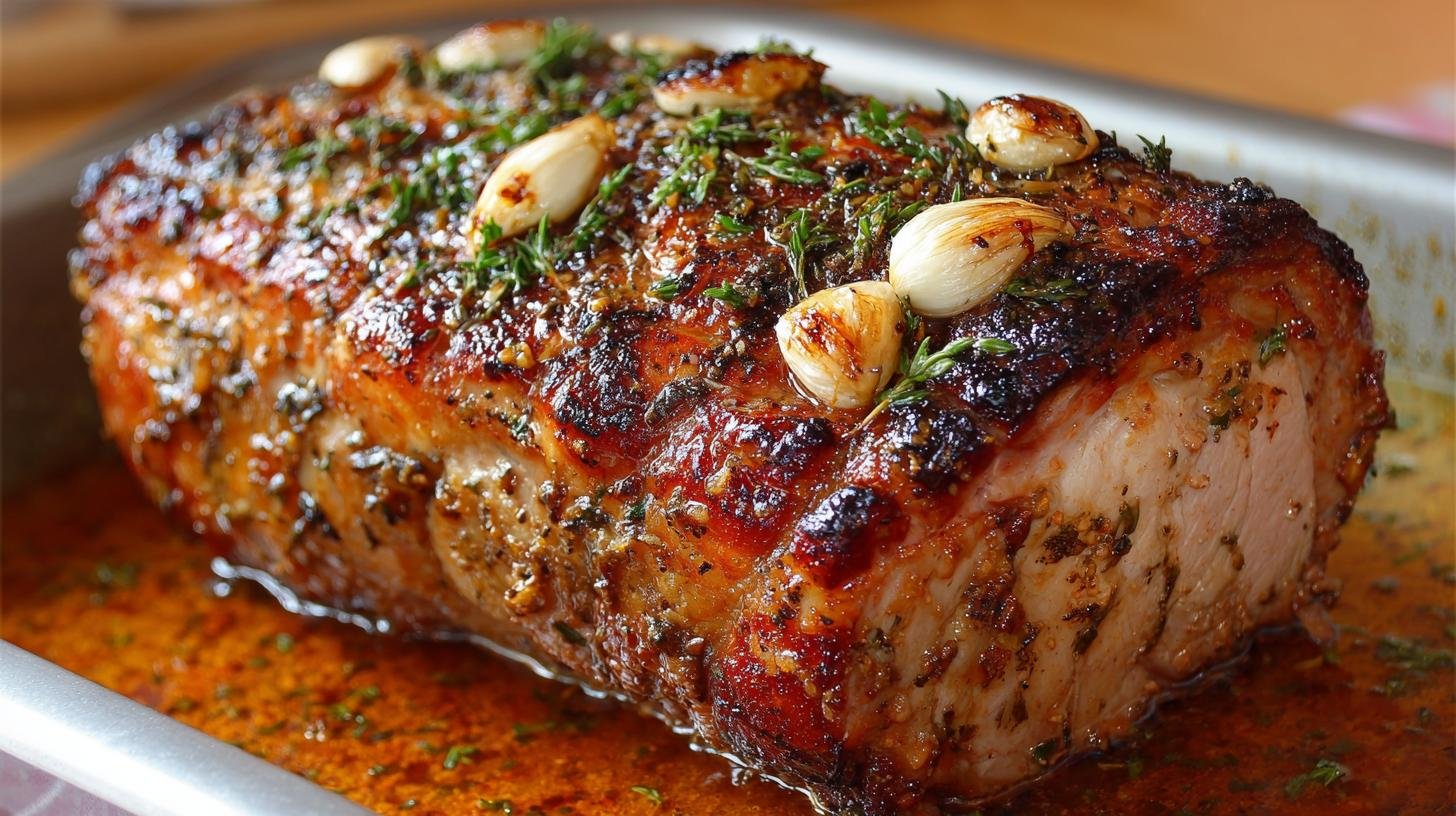Vepřová pečeně s česnekem a návodem pro šťavnatý výsledek