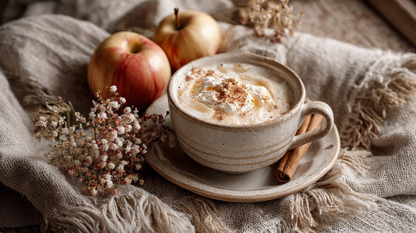 Jablečný pohár se skořicí a smetanou pro hřejivou náladu