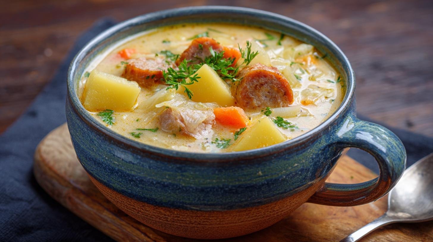 Zelňačka s klobásou a bramborem, tip pro rychlou večeři. Rychlý postup krok za krokem