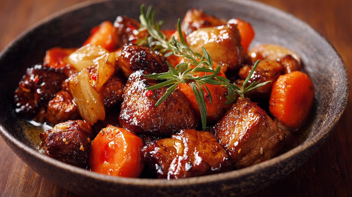 Vepřové kostky s mrkví a jednoduchým tahem pro silnou chuť