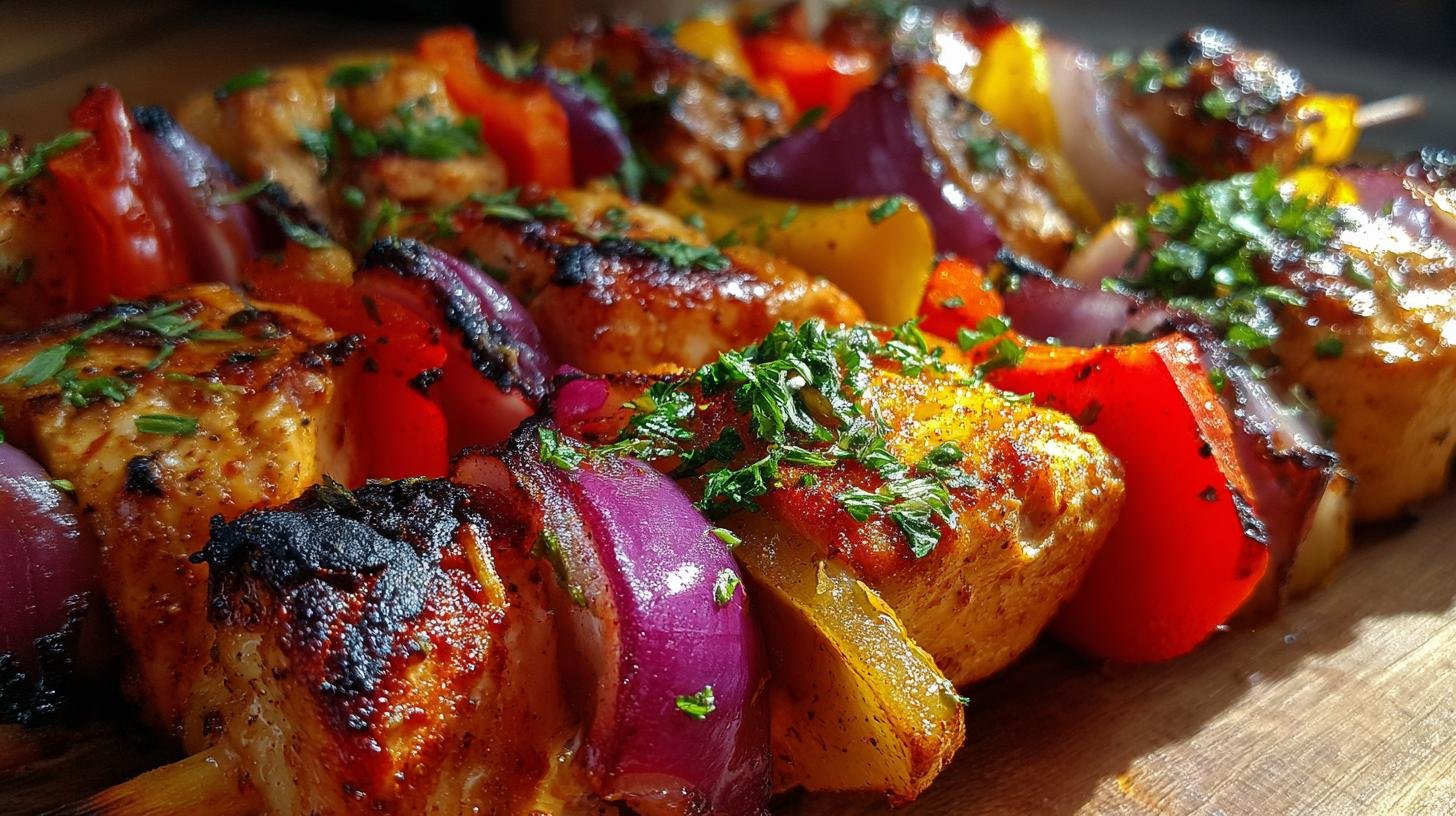 Kuřecí špízy s paprikou a cibulí, rychlé domácí řešení