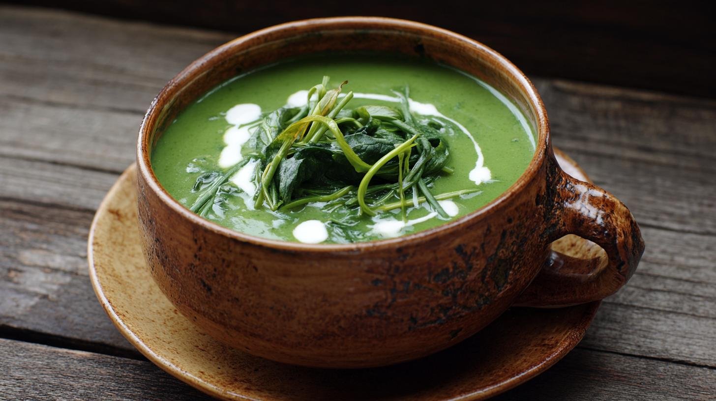 Špenátová polévka s bramborami a smetanou snadno a rychle