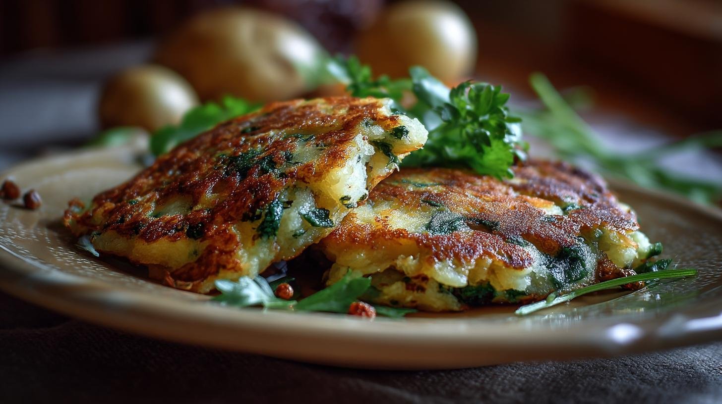 Bramborové placky s moukou a špenátem hotové za pár minut