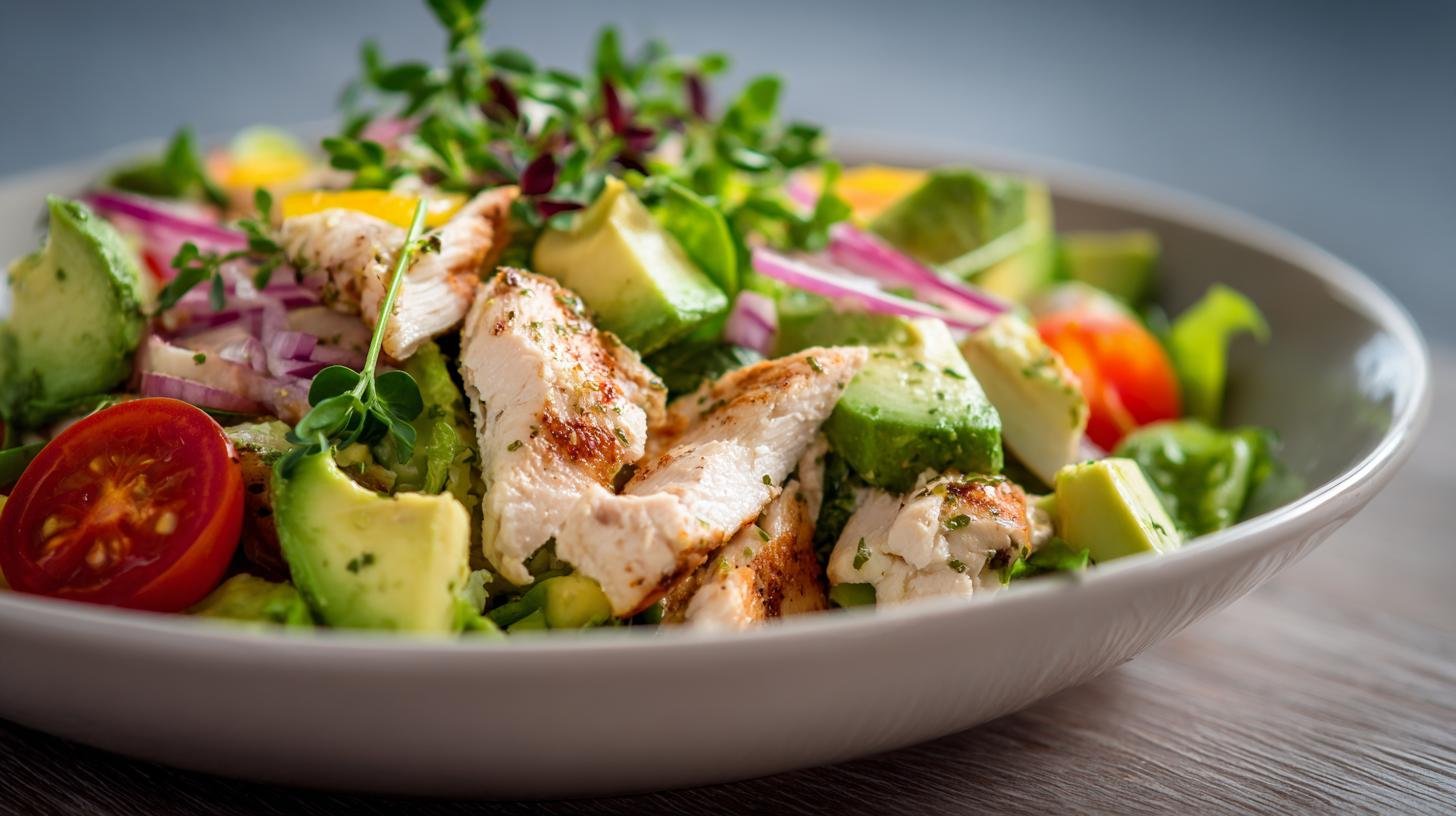 Salát s kuřecím masem a avokádem, rychlý a sytý oběd. Proč ho milovat