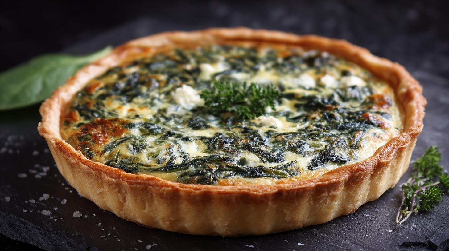 Slaný koláč se špenátem a smetanou jednoduchý a spolehlivý. Rychlý postup