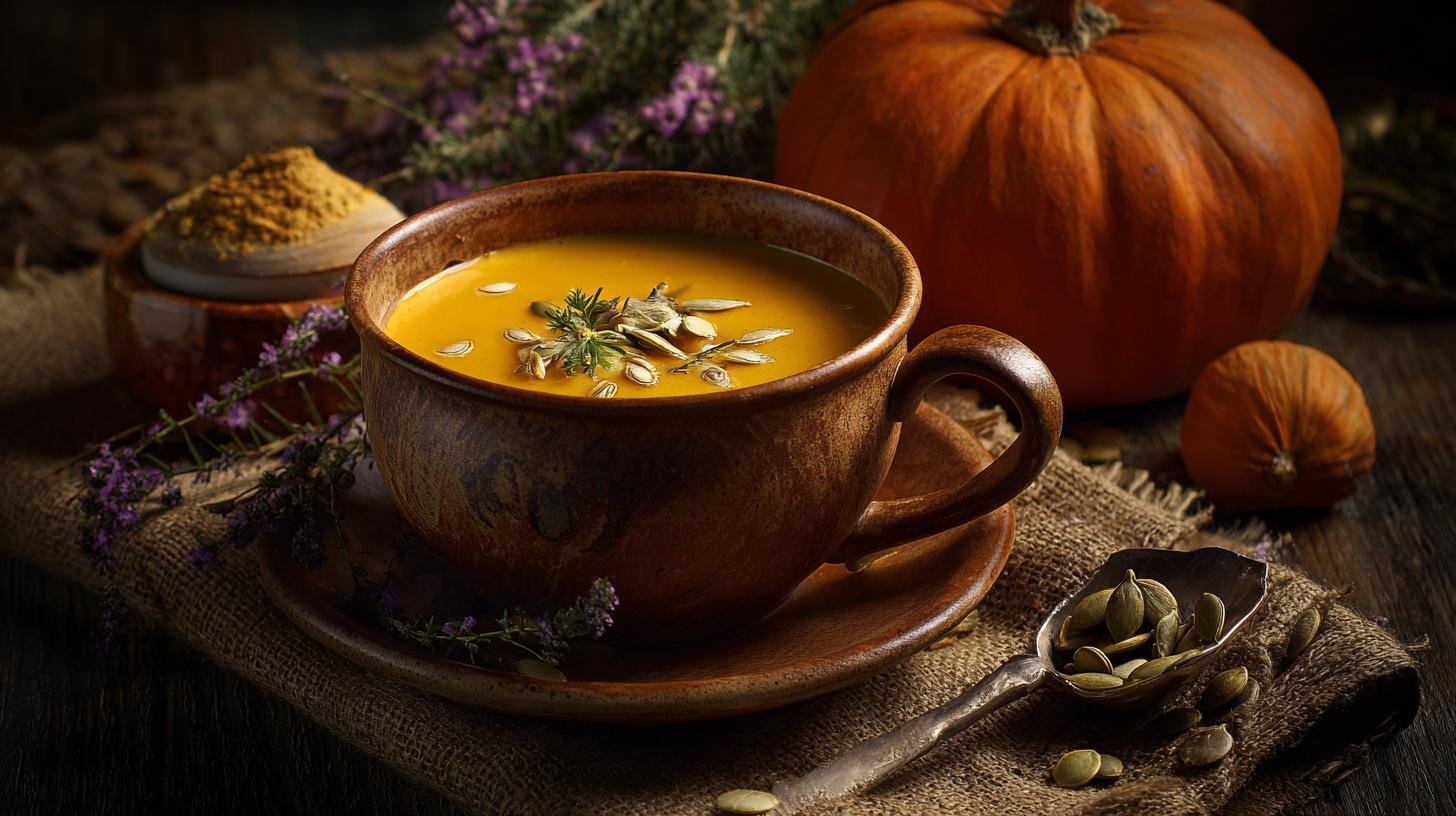 Krém z pečené dýně s kokosovým mlékem, sezónní pochoutka