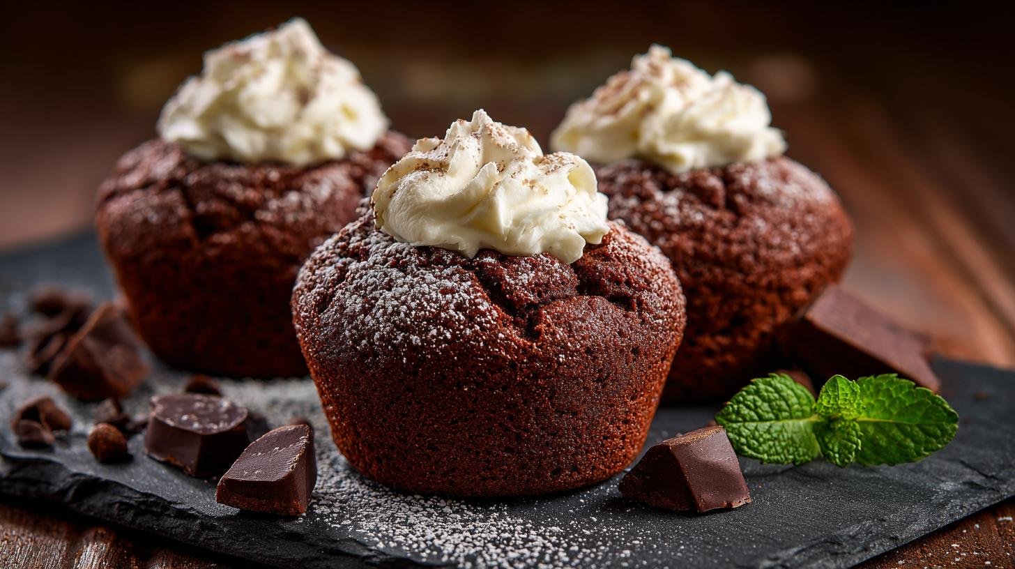 Kakaové muffiny se smetanou a moukou pro rychlé pohoštění