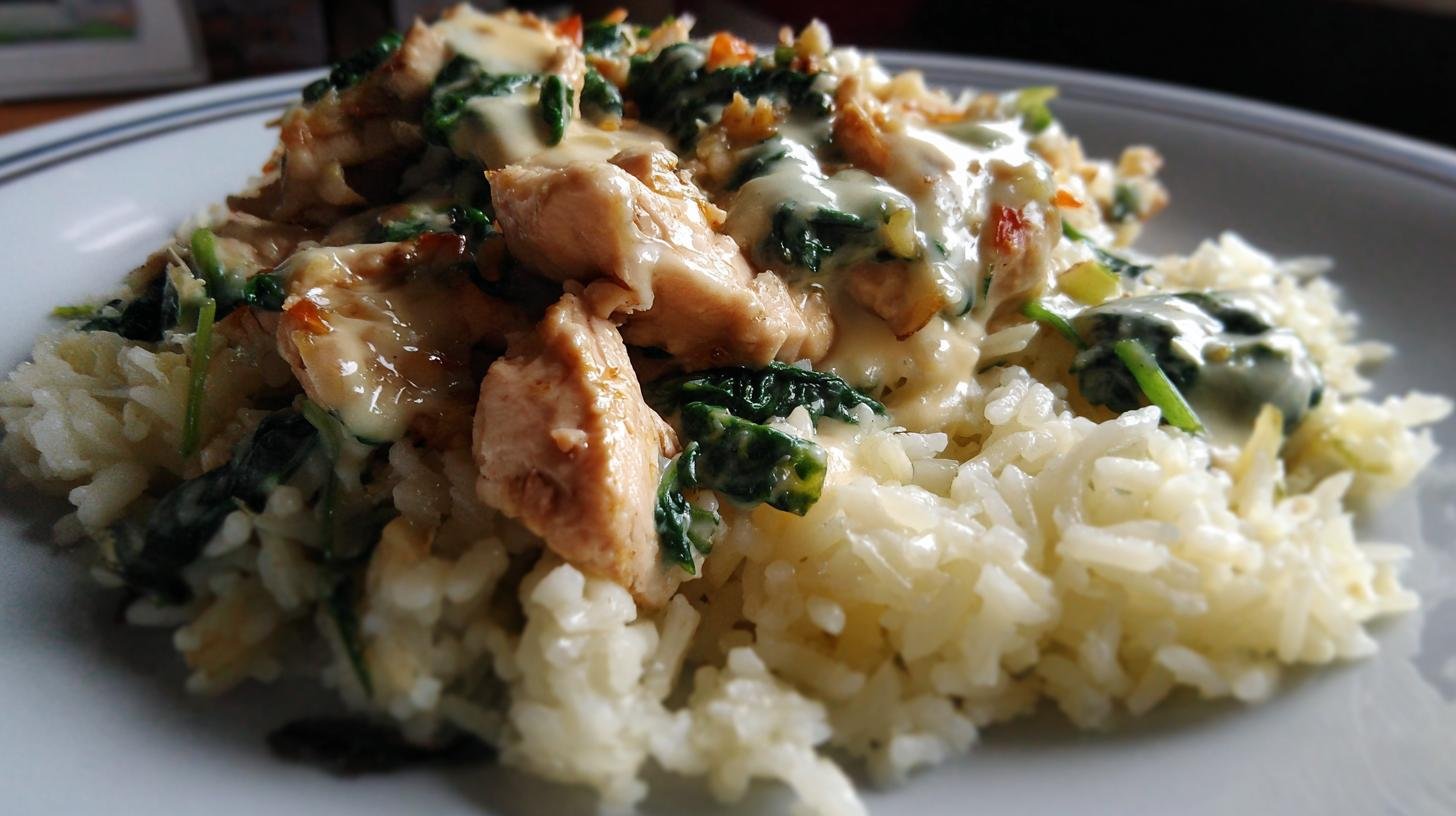 Kuřecí maso s rýží a špenátem jako snadné řešení večeře. Rychlý postup