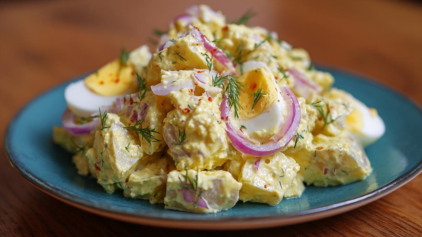 Bramborový salát s hořčicí a cibulí, osvědčený recept. Triky, které ho vylepší