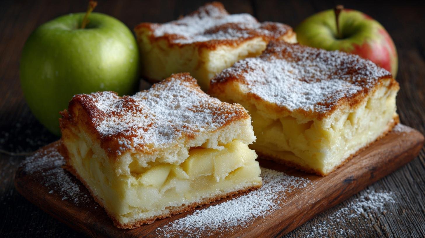 Tvarohové řezy s moukou a jablky jako jednoduchá klasika
