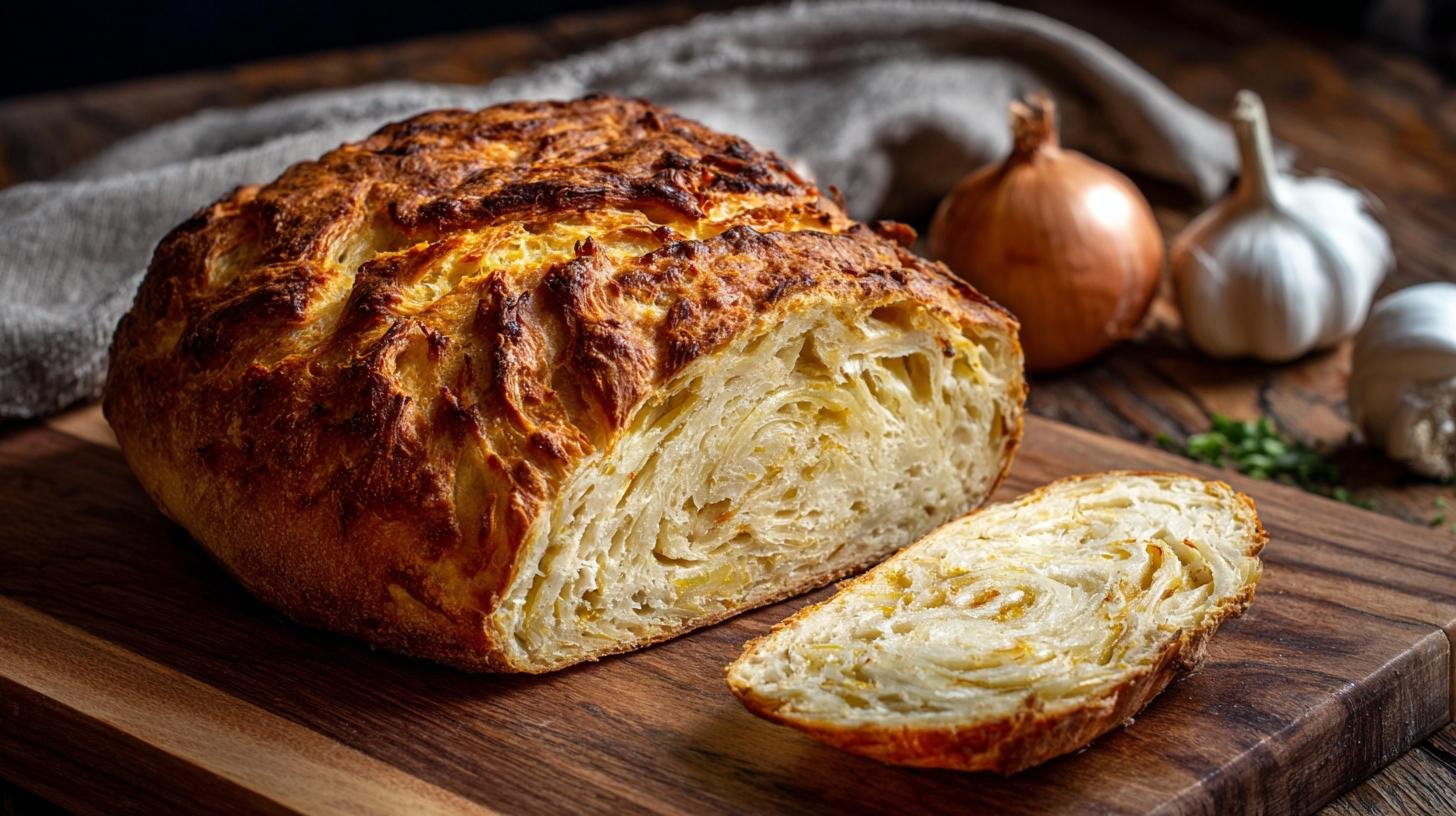 Domácí chleba s cibulí pro rychlé křupavé ráno