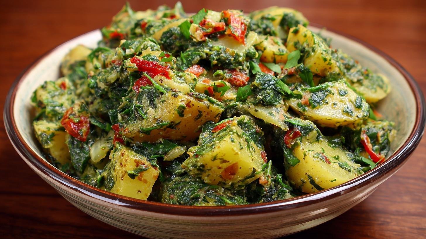 Špenátová směs s bramborami jako lehké domácí jídlo