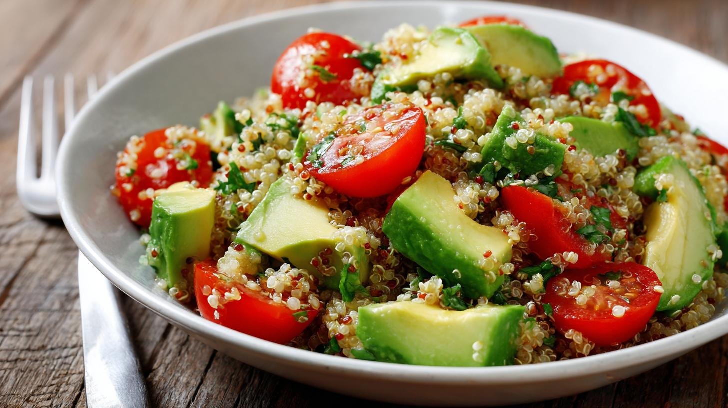 Quinoa salát s avokádem a cherry rajčaty, rychlá a zdravá volba