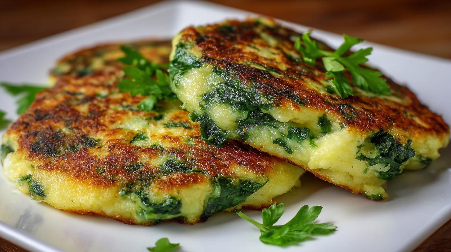 Rychlé bramborové placičky se špenátem a česnekem bez smažení. Postup bez smažení