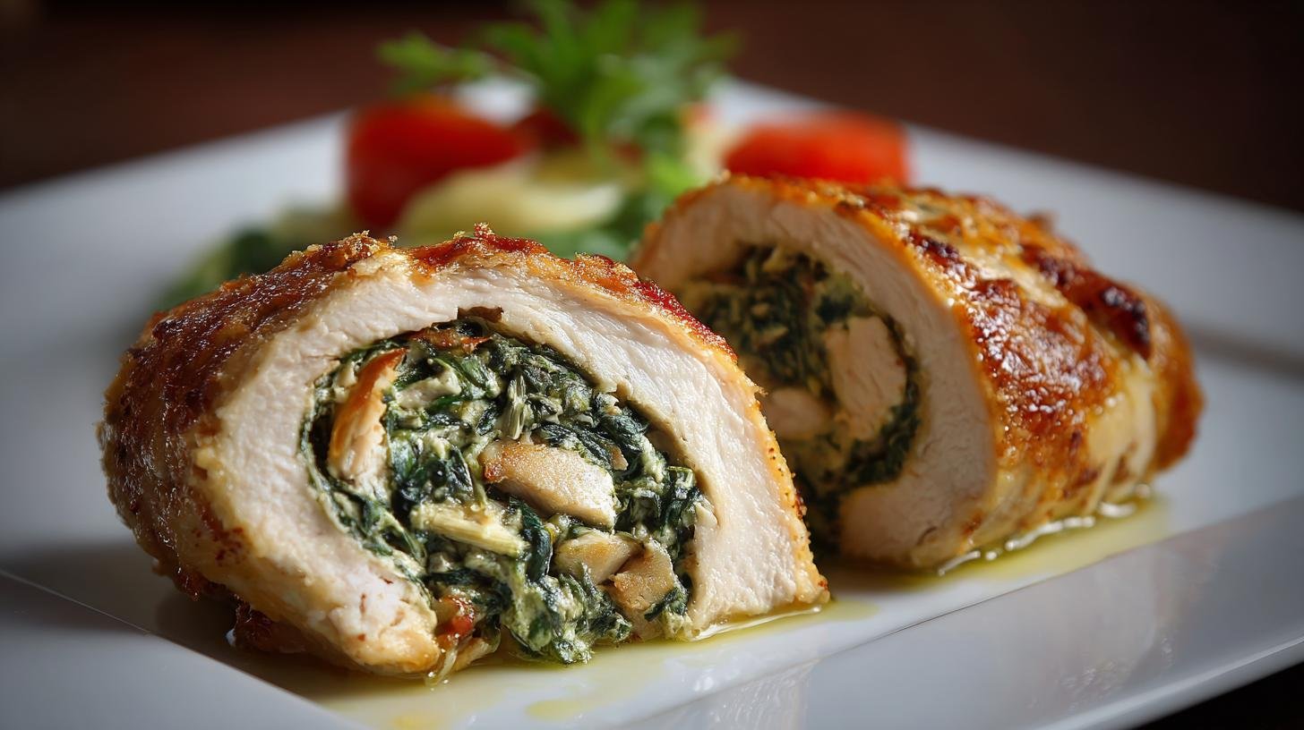 Kuřecí rolky se špenátem a máslem v jemném provedení. Ingredience a jednoduché náhradníky