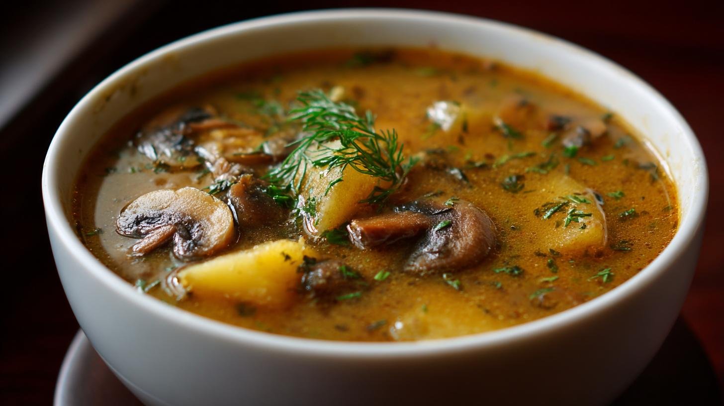 Bramboračka s houbami hustá zahřívací klasika. Jednoduchý postup krok za krokem