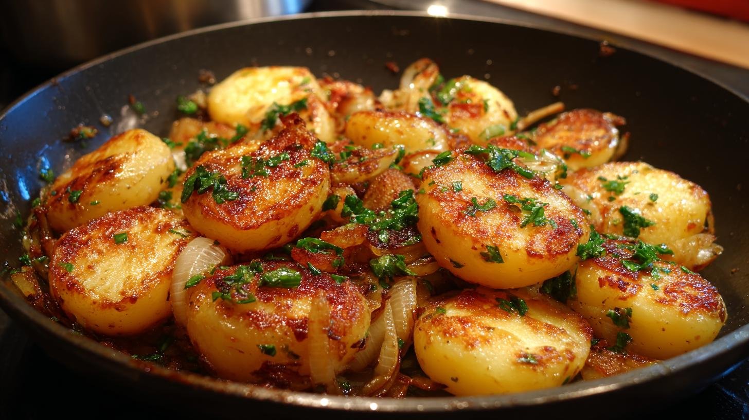 Brambory na pánvi s cibulí bez čekání